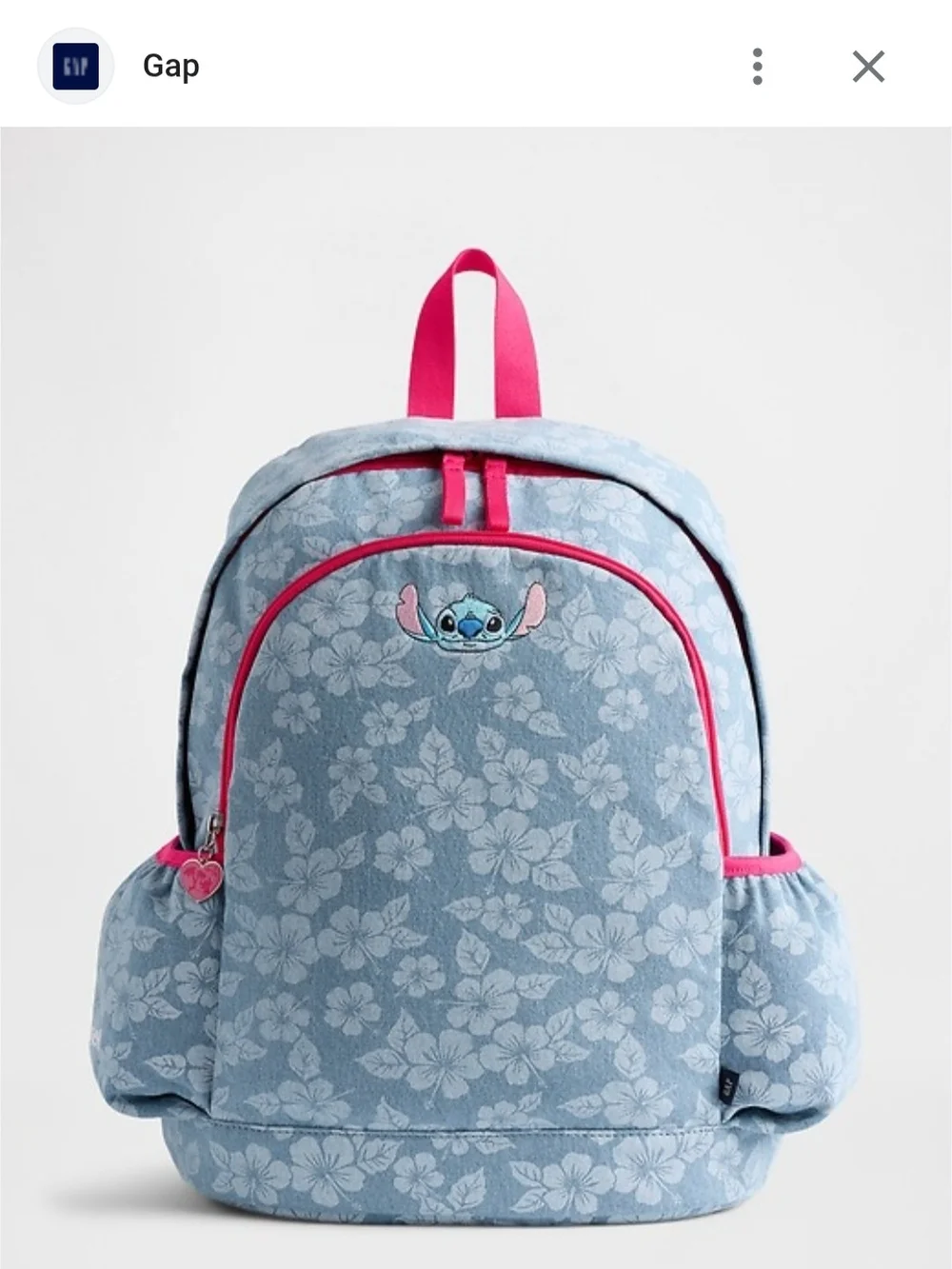 Disney Stitch Floral Kids Backpack in Light Blue Denium and Pink